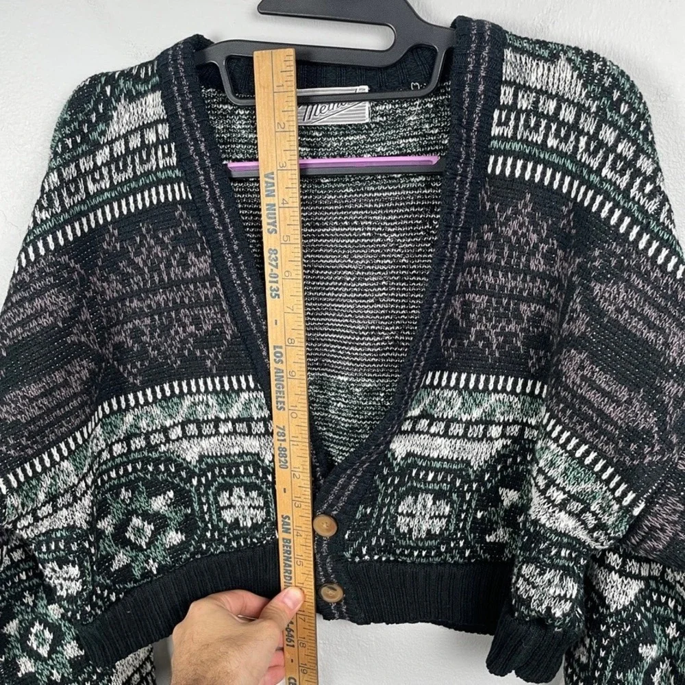 Vintage Method Cardigan Women M Geometric Cropped Knit Abstract Grandpa Boho